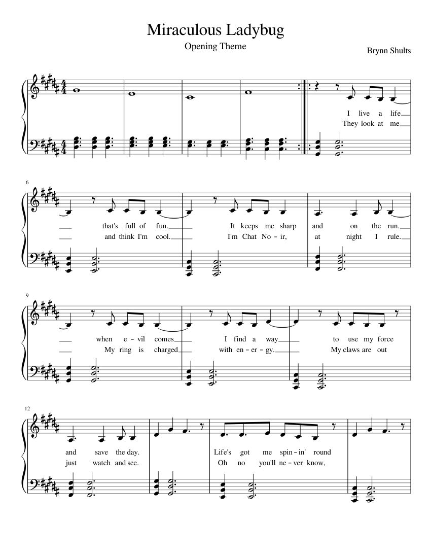 Miraculous Ladybug Sheet music for Piano (Solo) Miraculous Ladybug Sheet music for Piano (Solo)