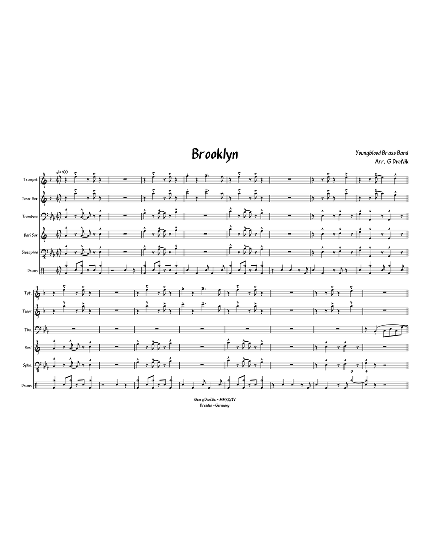 Brooklyn - small brass band Sheet Music for Trombone