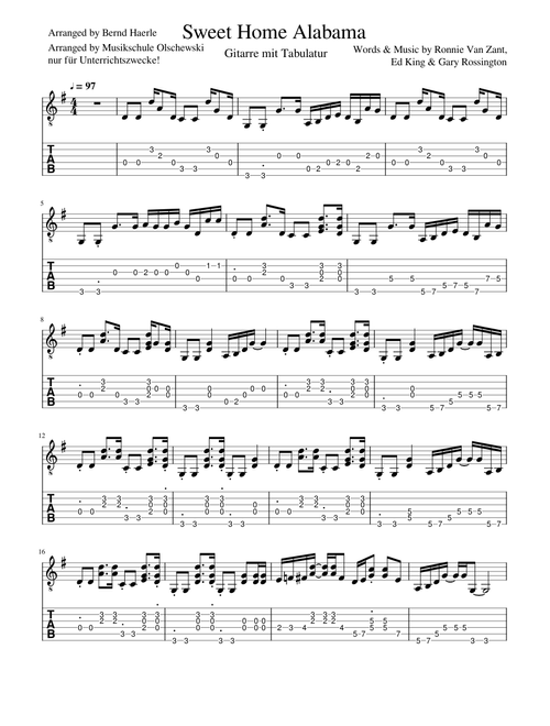 Sweet Home Alabama Gitarre