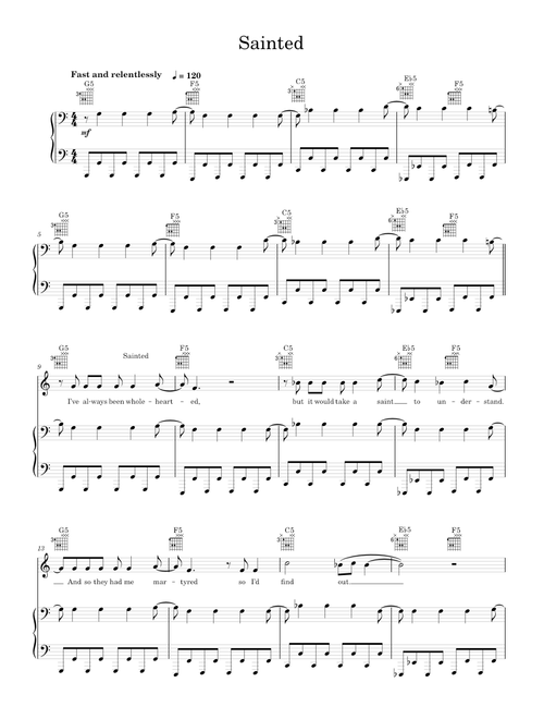 Sainted - Fatal Embrace (Piano-Voice-Guitar)