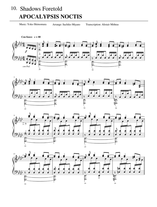 APOCALYPSIS NOCTIS - Shadows Foretold - Piano Collections FINAL FANTASY XV