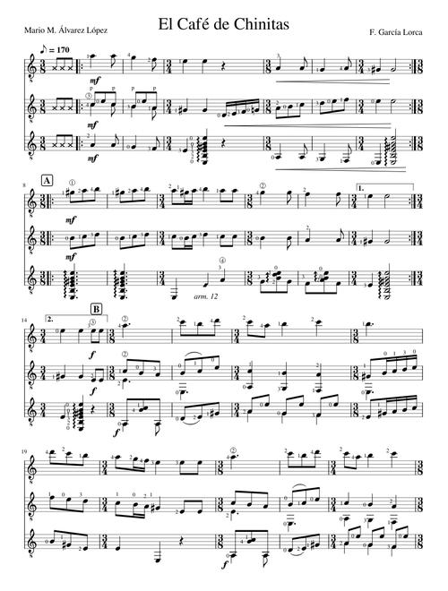El Café de Chinitas. F. García Lorca. Arr. Mario M. Álvarez López