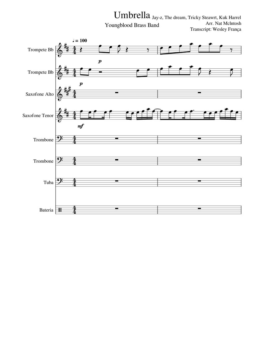 Umbrella (Rihanna) Youngblood Brass Band Sheet music for Trombone