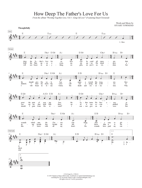 How Deep The Father's Love For Us (Arr. Travis J. Gandy) - Phillips, Craig & Dean (Lead Sheet - Fake Book)
