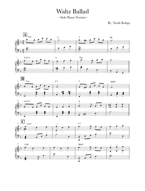 Waltz Ballad (Arr. Naoki Kohgo) - MaSssuguMusic (Piano Solo)