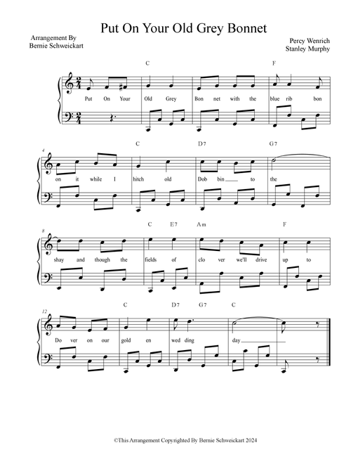 Put On Your Old Grey Bonnet (Arr. Bernie Schweickart) - Various (Piano-Vocal-Guitar (Piano Accompaniment))