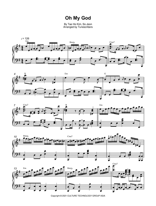 Oh My God (Arr. Tunescribers) - Tae Ho Kim, So Jeon (Piano Solo)
