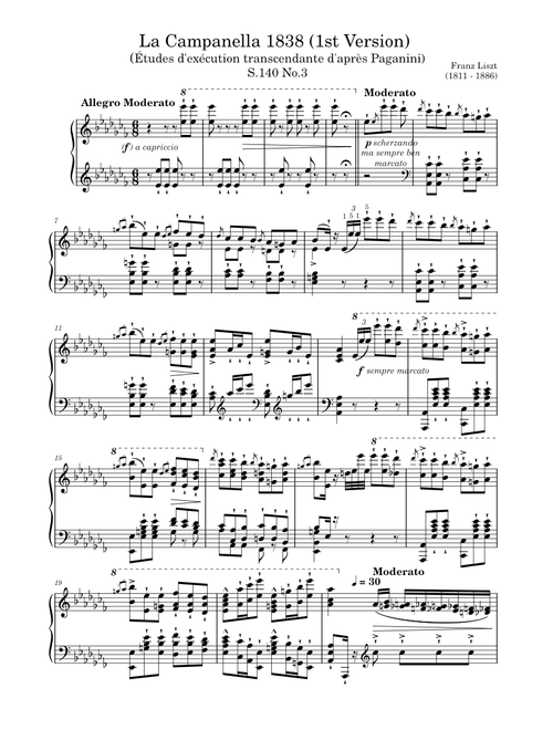 La Campanella 1838 Original version - Franz Liszt – Lùn 6a2 ( Hard version )