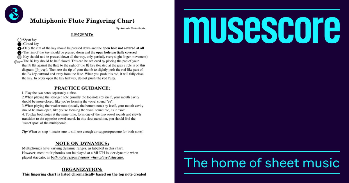Multiphonic Flute Fingering Chart Sheet music for Flute (Solo