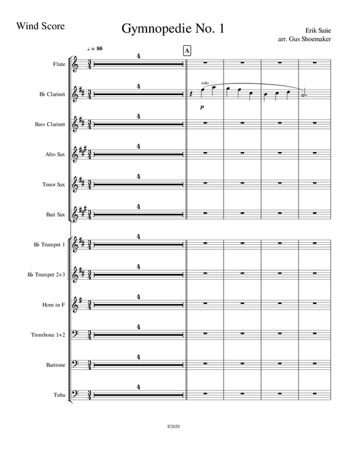 Gymnopedie No. 1 - Marching Band Arrangement (Arr. Gus Shoemaker) - Erik Satie (Large Ensemble)