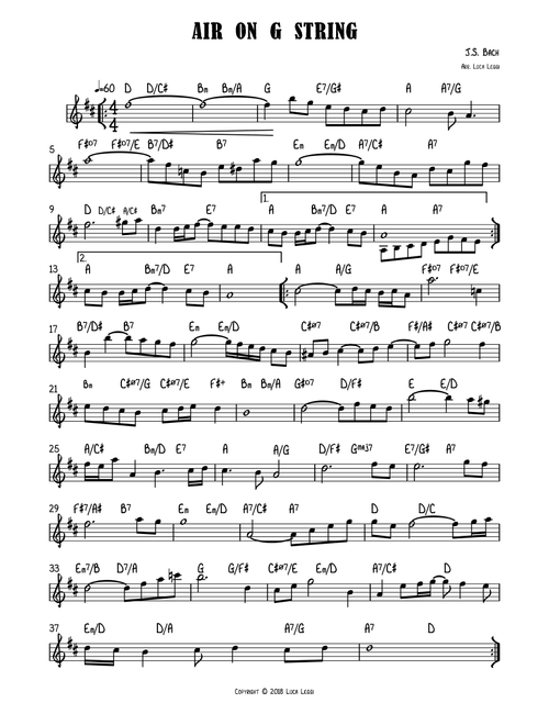 Air on G string (Arr. Luca Leggi) - J.S. Bach (Piano Vocal)