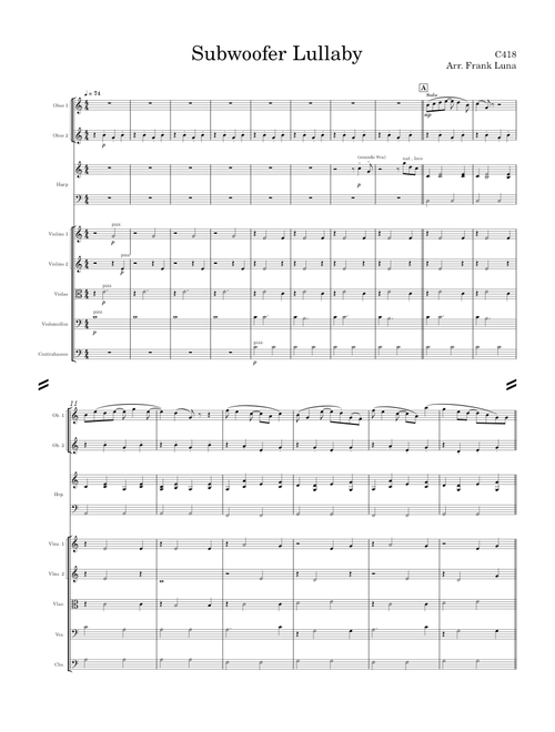 Subwoofer Lullaby for Symphony - C418, Arr. Frank Luna