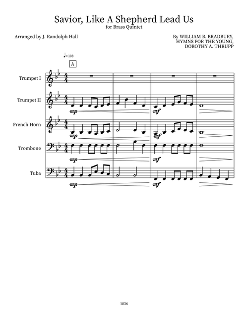 Savior, Like A Shepherd Lead Us (Arr. J. Randolph Hall) - William B. Bradbury (Small Ensemble)