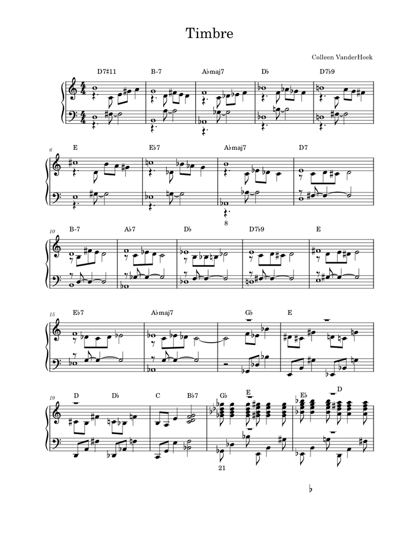 Timbre Notes Timbre Sheet Music with Chords for Piano (Solo) easy | MuseScore.com