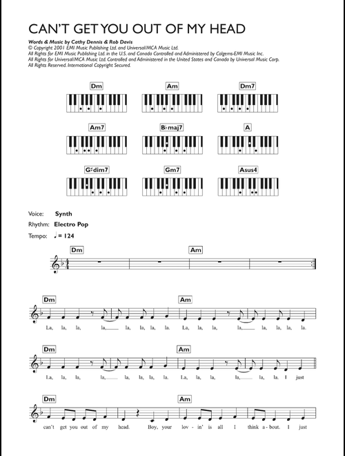 Can't Get You Out Of My Head - Kylie Minogue (Piano Chords-Lyrics)