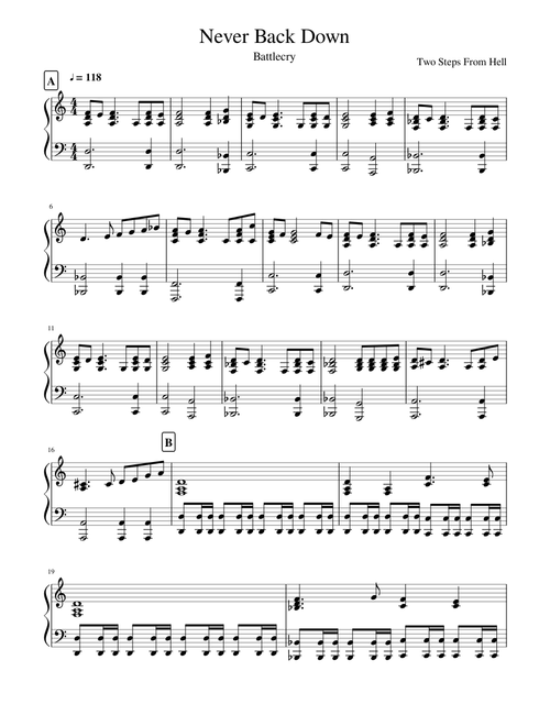 Two Steps From Hell - Never Back Down (piano cover)