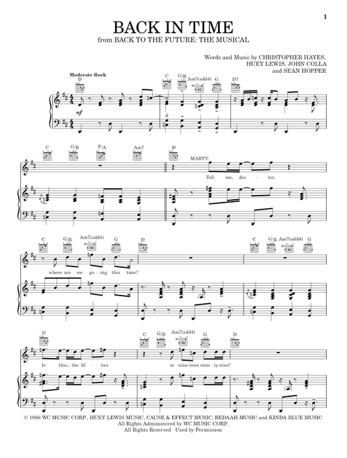 Back In Time (from Back To The Future: The Musical) - Christopher Hayes, Roger Bart, Olly Dobson (Piano-Vocal-Guitar)