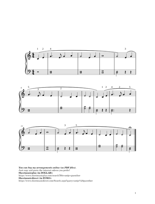 Michael row the boat ashore - Easy Piano