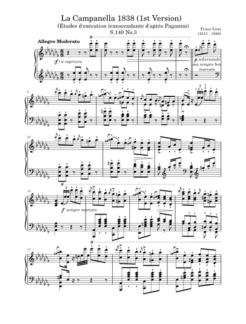 La Campanella 1838 (Original version) - Franz Liszt.