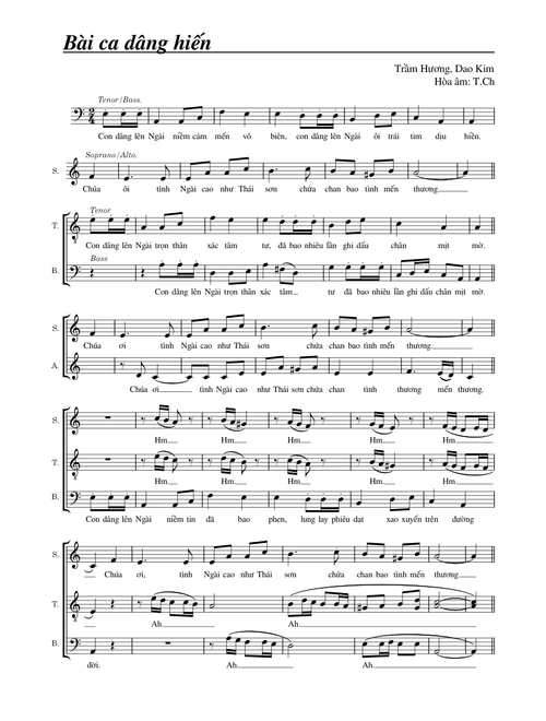 Bài ca dâng hiến - Trầm Hương, Dao Kim