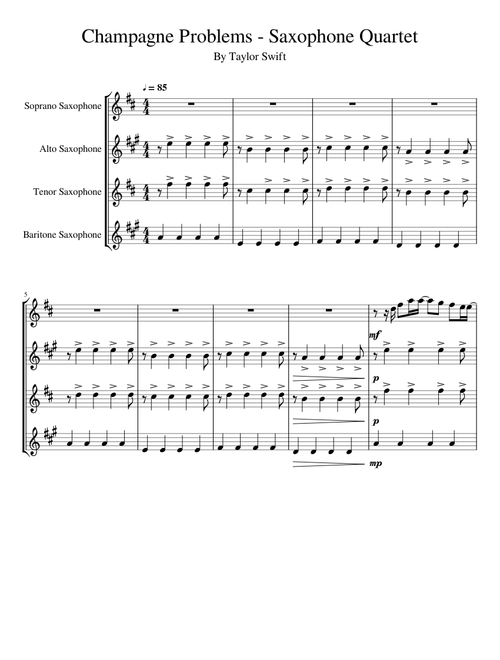 Champagne Problems - Taylor Swift (Sax Quartet)