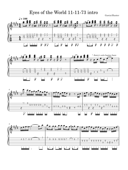 Eyes of the World 11-11-73 - Jerry Garcia's intro solo