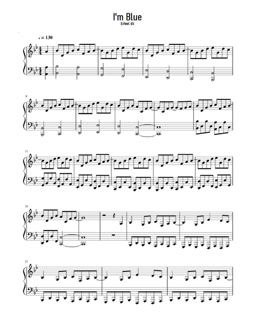 Blue (Da Ba Dee) (Arr. Unknow) - Eiffel 65 (Easy Piano)