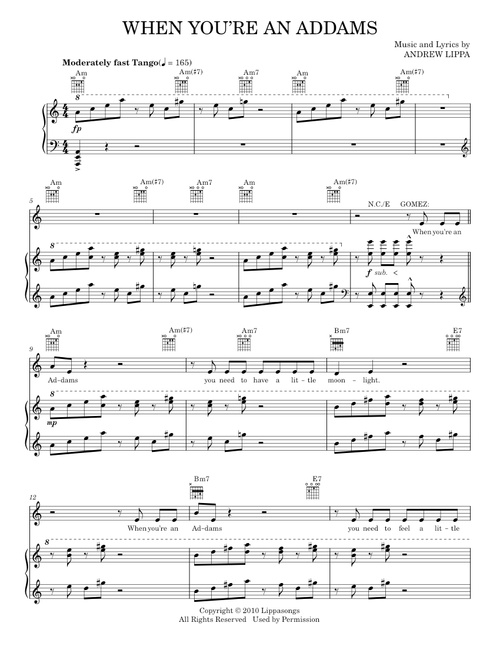 When You're An Addams - Andrew Lippa, The Addams Family Musical (Piano Vocal)