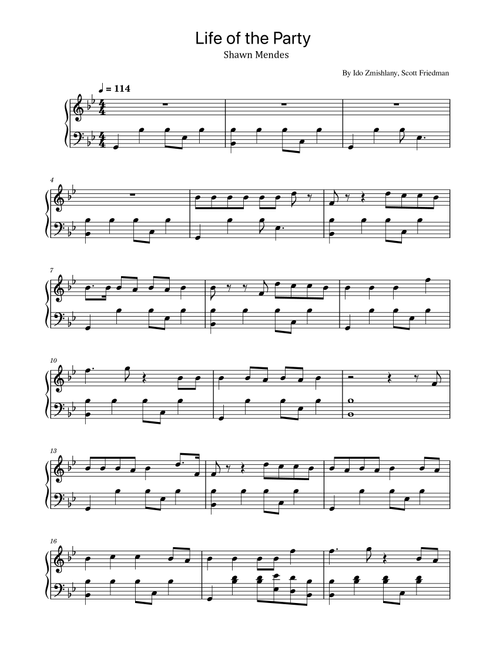 Life Of The Party (Arr. poon) - Shawn Mendes (Piano Solo)