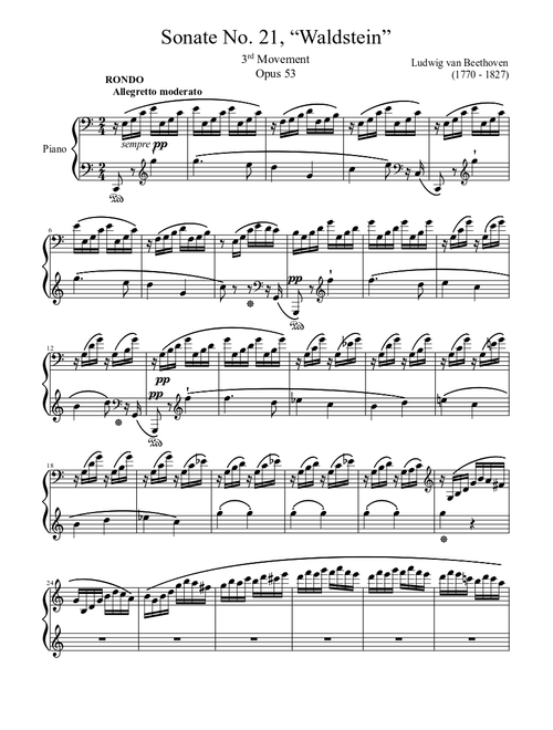 Sonate No. 21, “Waldstein” 3rd Movement