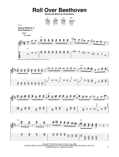 Roll Over Beethoven - Chuck Berry (Easy Guitar with TAB)