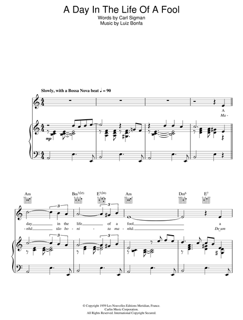 A Day In The Life Of A Fool (Manha De Carnaval) - Carl Sigman (Piano-Vocal-Guitar)