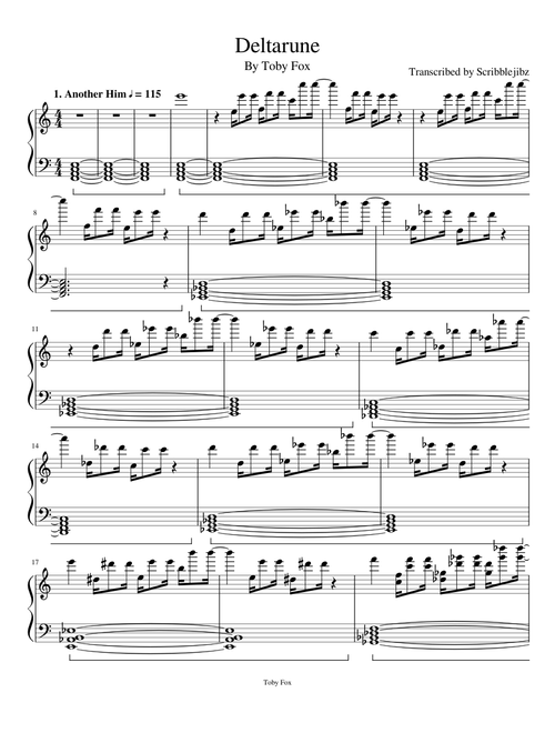 Deltarune (FULL SOUNDTRACK TRANSCRIPTION)