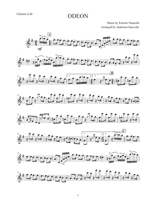 Odeon by Ernesto Nazareth for Clarinet in Bb (Arr. Anderson Quevedo) (Clarinet Solo)