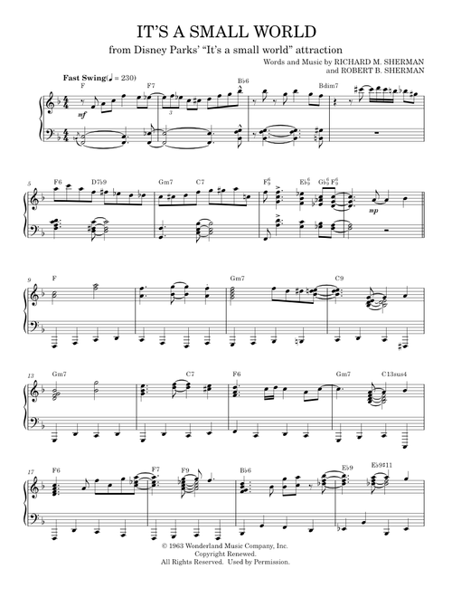 It's A Small World [Jazz version] - Richard M. Sherman (Piano Solo)