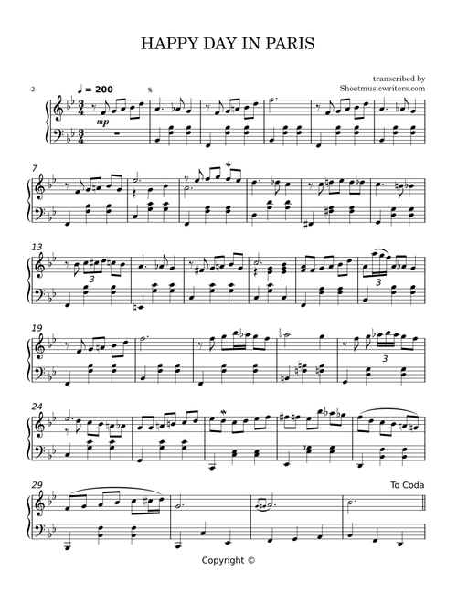 A Happy Day in Paris – French Cafe 24 x 7 - Piano