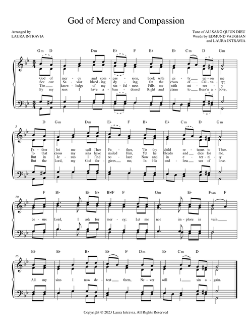 God of Mercy and Compassion (Au Sang Qu'un Dieu) - G minor (Arr. Laura Intravia) - Pergolesi / Edmund Vaughan (Piano-Vocal-Guitar (Piano Accompaniment))