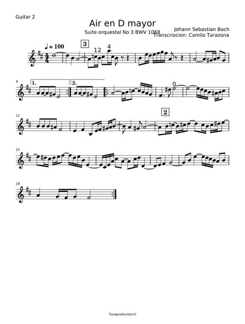 Orchestral Suite No.3 D major (BWV1068) - Johann Sebastian Bach