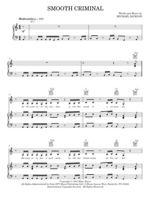 Smooth Criminal - Alien Ant Farm, Michael Jackson (Piano-Vocal-Guitar)