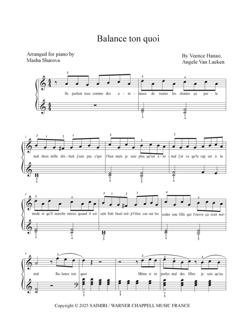 Balance Ton Quoi (Arr. MshrwPiano) - Angele Van Laeken, Veence Hanao (Easy Piano)
