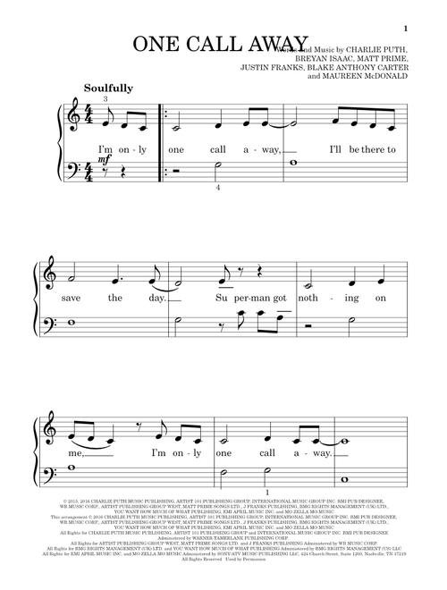 One Call Away - Charlie Puth (Beginning Piano Solo)