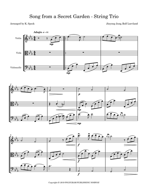 Song From A Secret Garden (Korean Version) (Arr. K. Speck) - Youngok Shin (String Ensemble)