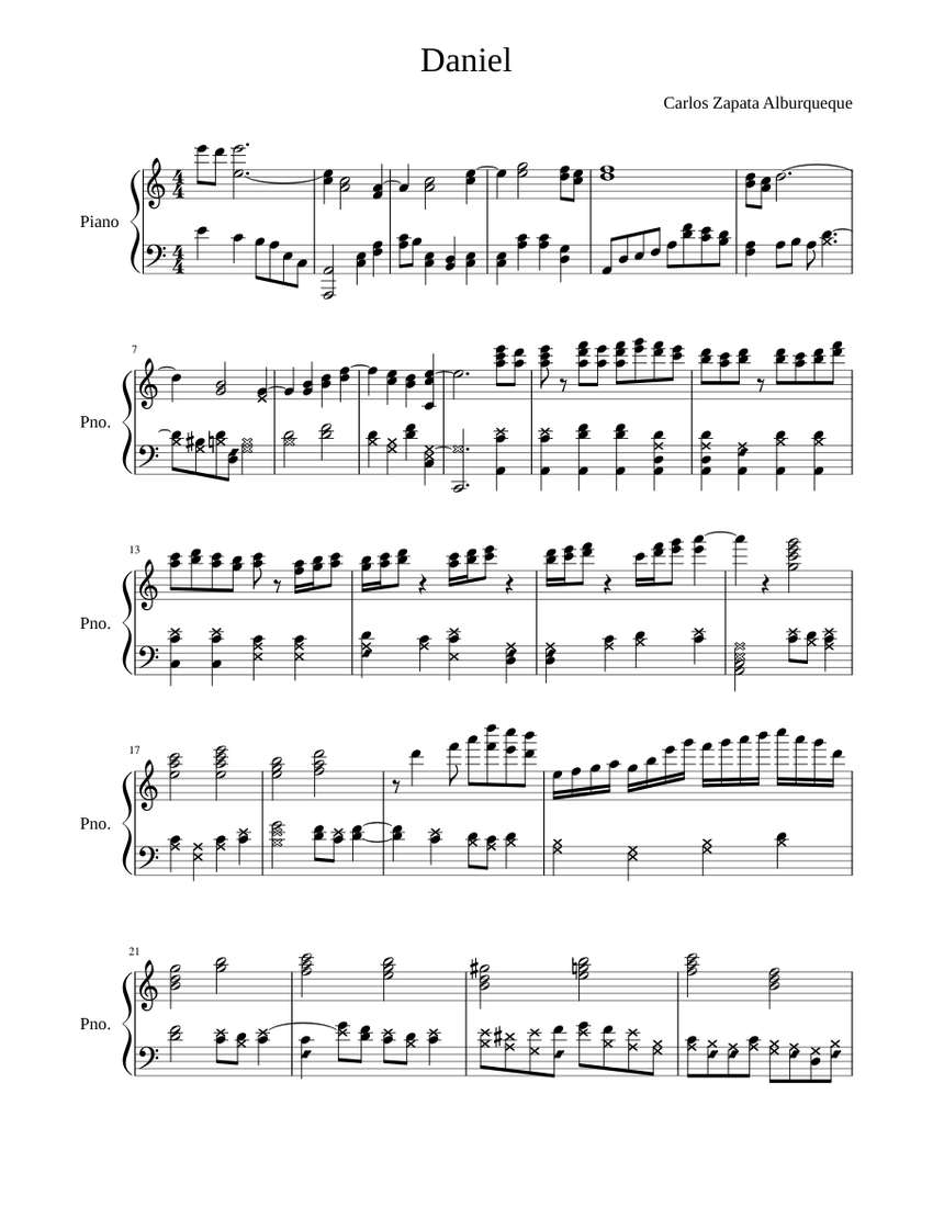 Daniel Tab Daniel Sheet music for Piano (Solo) | Musescore.com