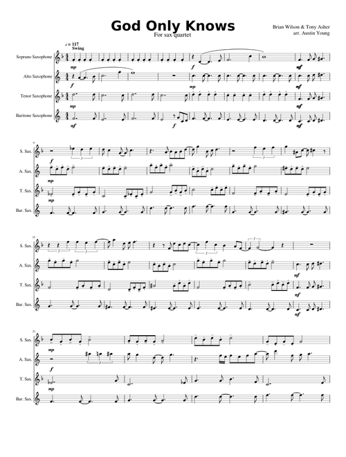 God Only Knows for Saxophone Quartet
