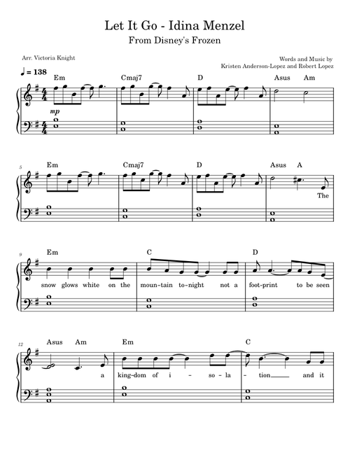 Let It Go – Idina Menzel (Intermediate Ver.)