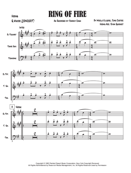 Ring Of Fire (Arr. Ryan Gabbart) - Johnny Cash (Small Ensemble)