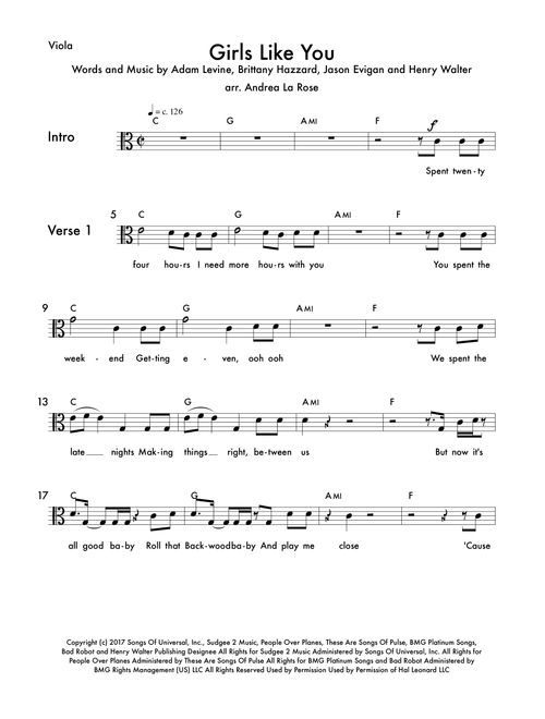 Girls Like You (Arr. Andrea La Rose) - Maroon 5 (Small Ensemble)