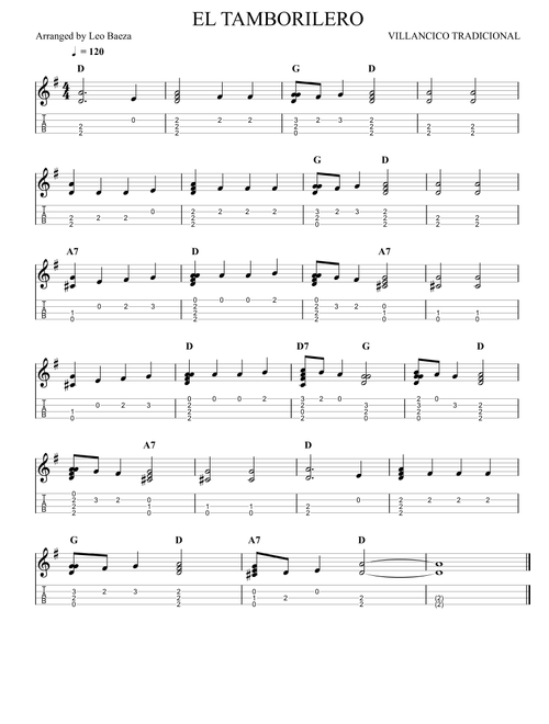 EL TAMBORILERO (Arr. Leo Baeza) - VILLANCICO TRADICIONAL (Ukulele)