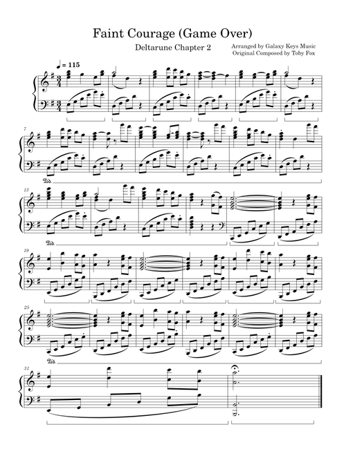 Faint Courage (Game Over) – Toby Fox – Deltarune Chapter 2 - Piano Arrangment