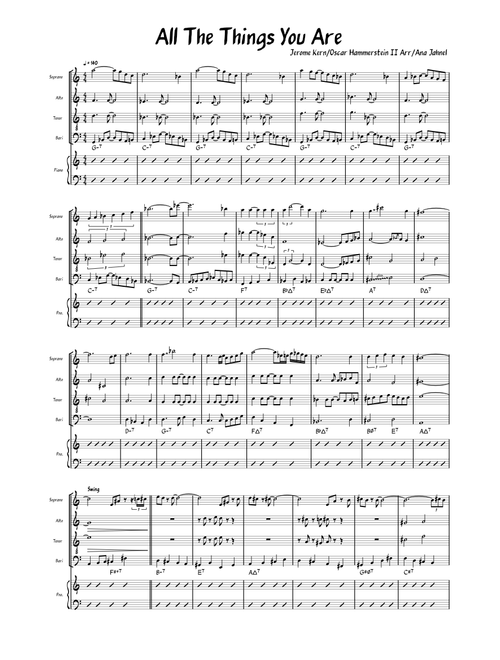 All the things you are – Jerome Kern Sax Quartet Arrangement